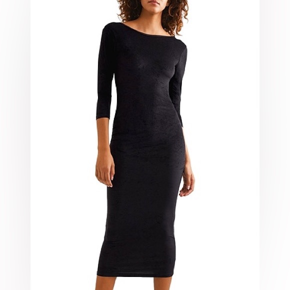 NWT JAMES PERSE Fitted Low Back Velvet Dress in Black XS - Picture 3 of 13